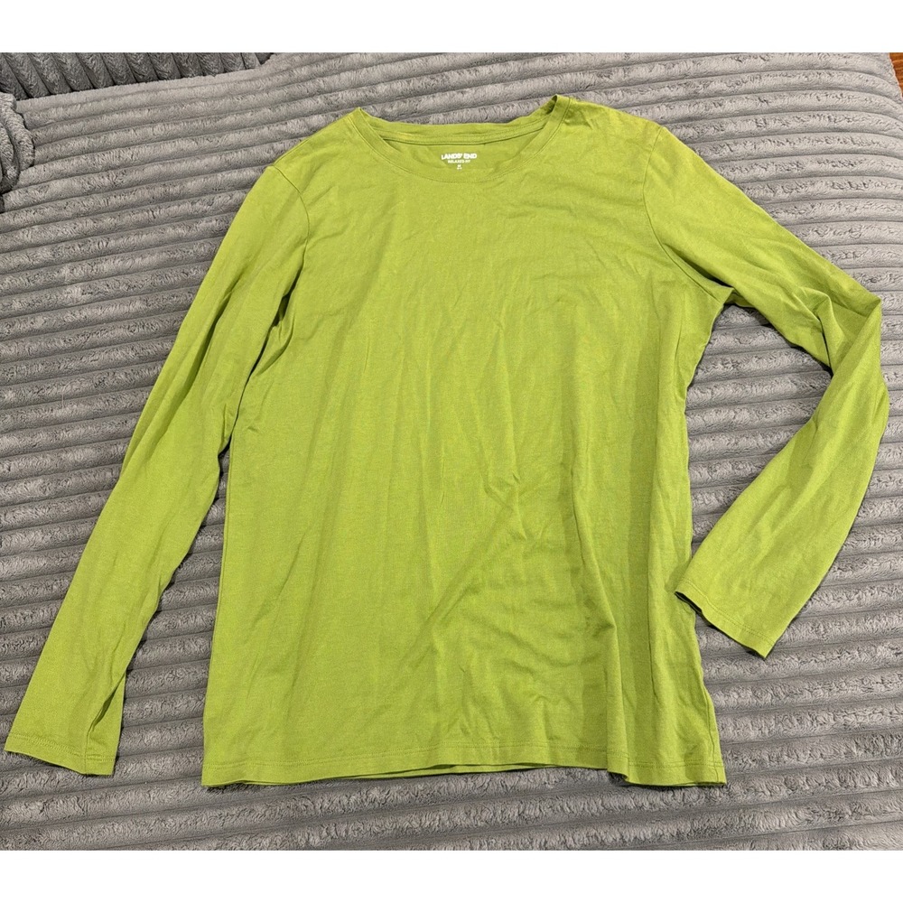 Lands' End Women's Relaxed Fit  T-Shirt Tee Long Sleeve Cotton Crewneck Medium M
